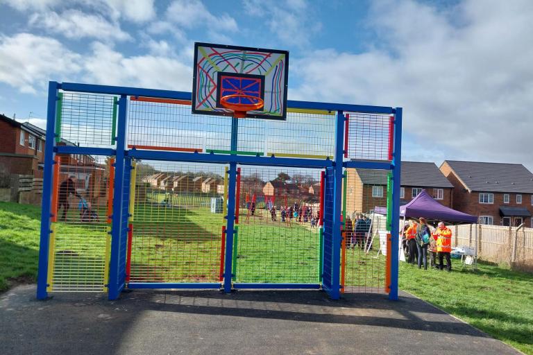 A picture of a multi-use game equipment where children an play multiple sports