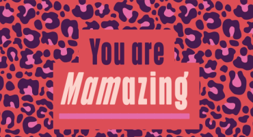 Decorative image of a red butterfly print. The words in the centre read 'you are mamazing'